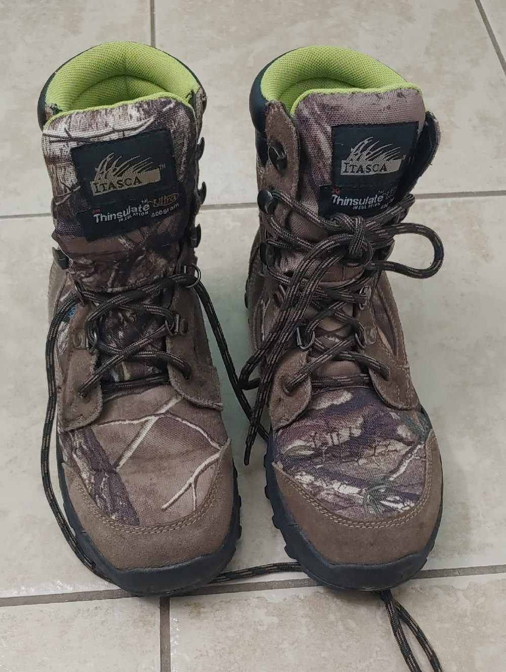 Itasca Camo Waterproof Hiking Boots Boys Thinsulate Lace Up Size 4